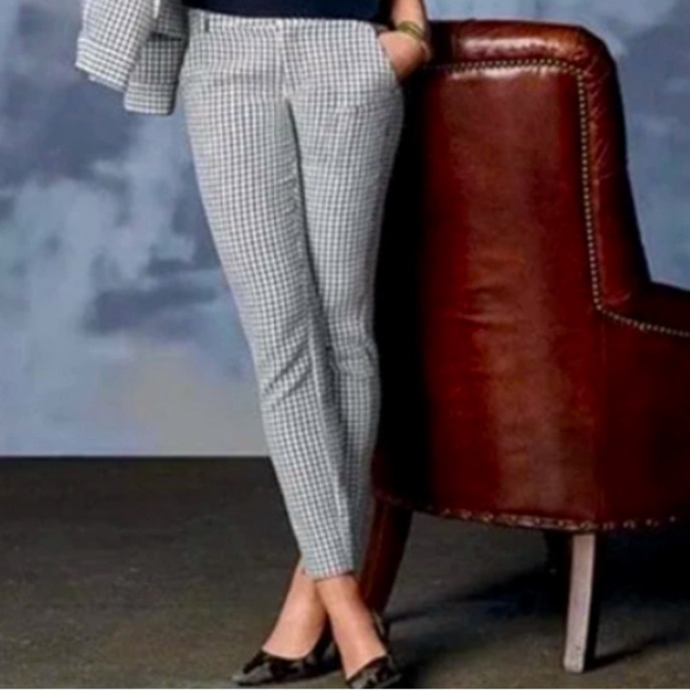 Cabi Womens SZ 8 Windowpane Ankle Trouser Pants Black and White #3203 MSRP $119